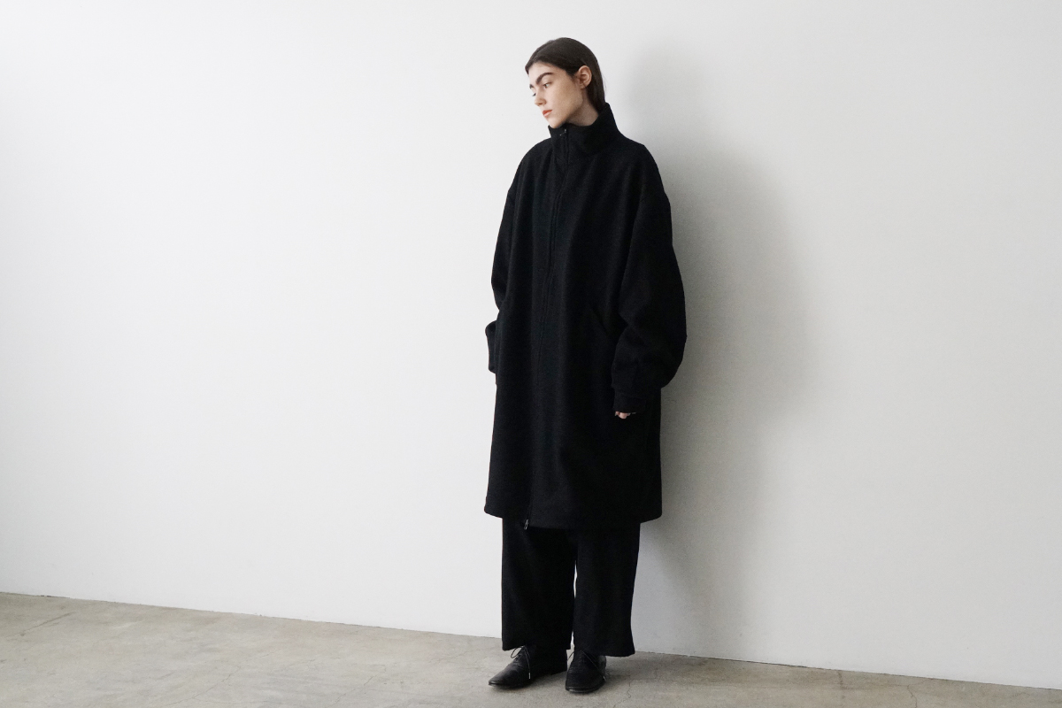 VUm stand collar flight coat MELTON WOOL BLACK vu-cot-004 着用スタイリング