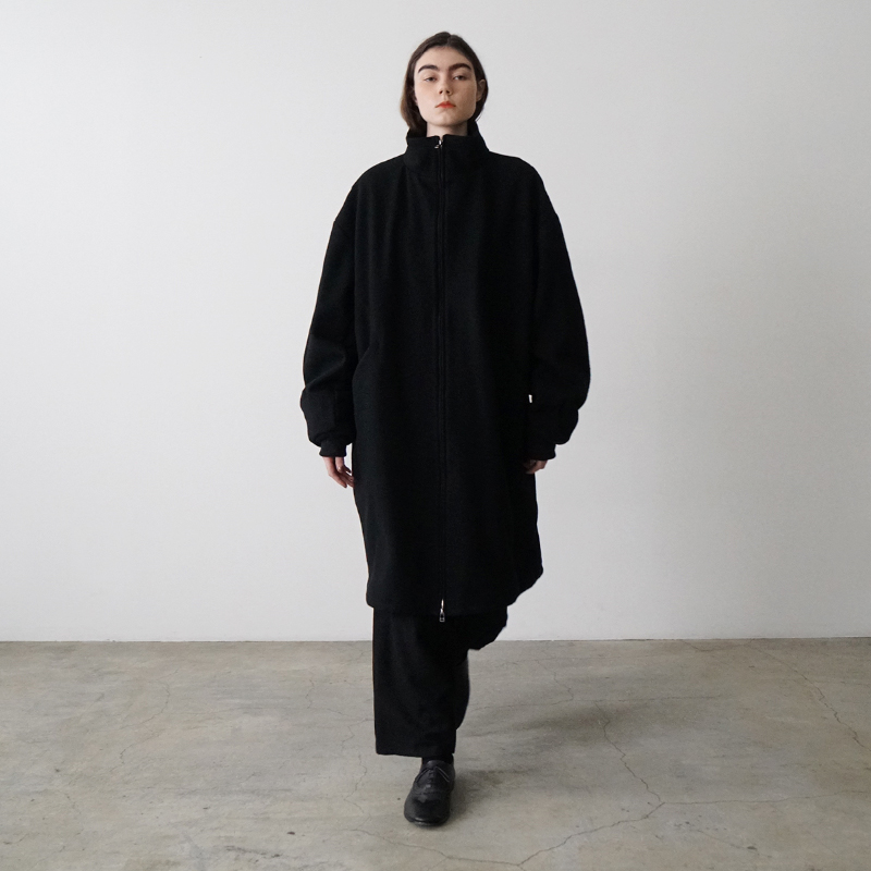 VUm stand collar flight coat MELTON WOOL BLACK vu-cot-004 フロントスタイル