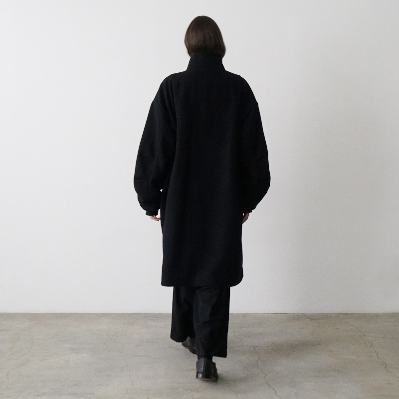 VUm stand collar flight coat MELTON WOOL BLACK vu-cot-004 バックスタイル