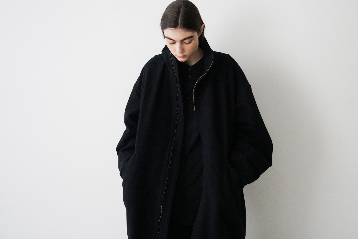VUm stand collar flight coat MELTON WOOL BLACK vu-cot-004 ディテール