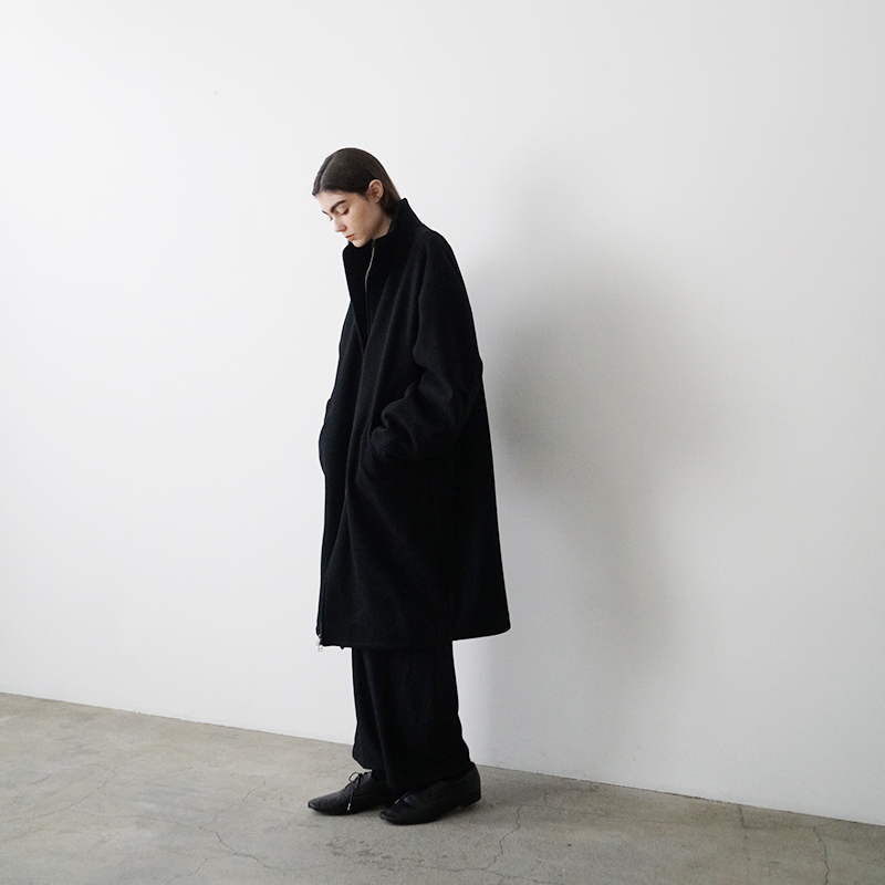 VUm stand collar flight coat MELTON WOOL BLACK vu-cot-004 サイドスタイル