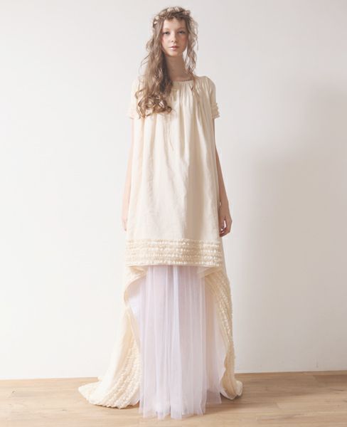 Palm wedding order made. Palm maison×hoshi スモッグフリルドレス