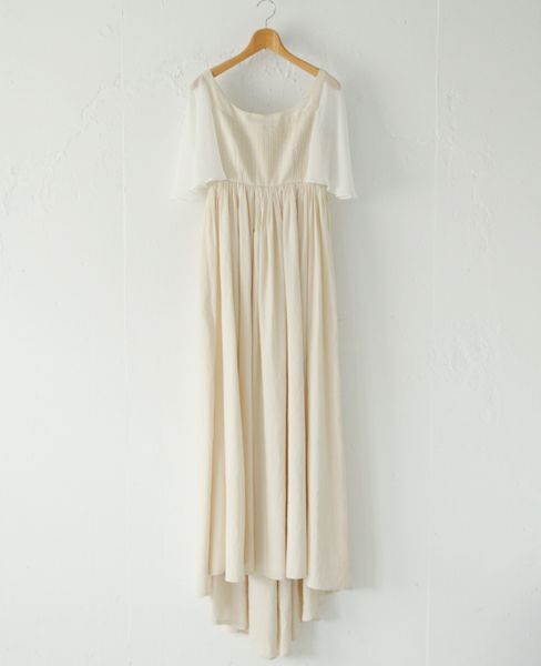 Palm wedding order made.Palm maison×hoshiオーガニックフレア袖のトッププリーツギャザードレス