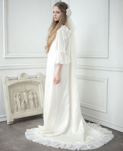 Palm wedding order made. Palm maison×hoshiヘンプシルクのフリル付きチュニックドレス