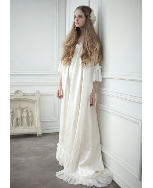 Palm wedding order made. Palm maison×hoshiヘンプシルクのフリル付きチュニックドレス