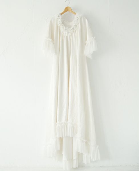 Palm wedding order made. Palm maison×hoshiヘンプシルクのフリル付きチュニックドレス