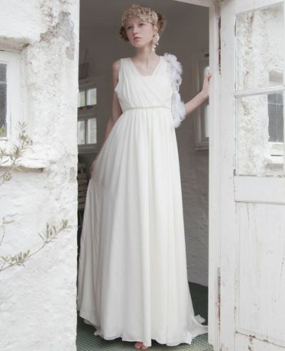 Palm wedding order made.hoshiシルクシフォンカシュクールドレス