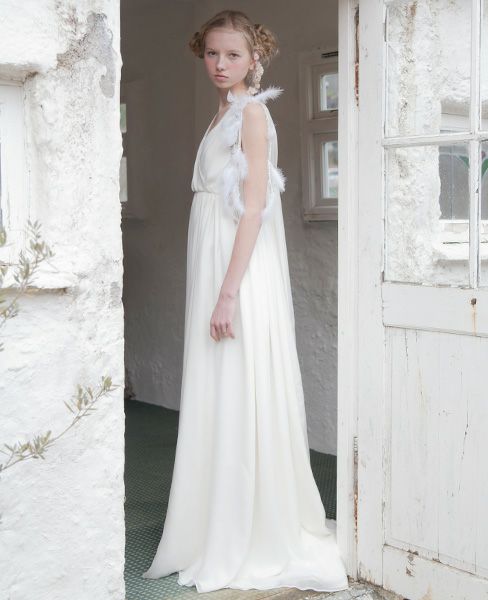 Palm wedding order made.hoshiシルクシフォンカシュクールドレス