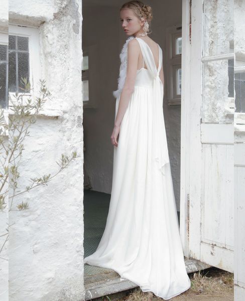 Palm wedding order made.hoshiシルクシフォンカシュクールドレス