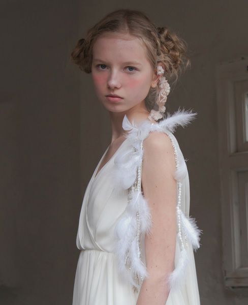 Palm wedding.hoshiアンティークビーズと羽の肩飾り