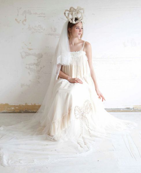 Palm wedding order made.HOSHI オーガニックコットンとシルクチュールのドレス