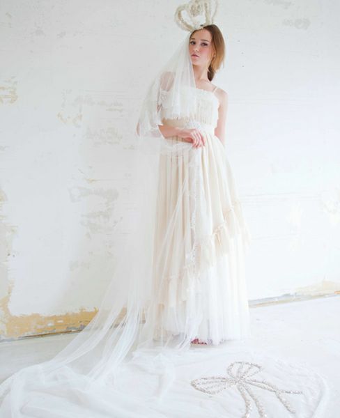 Palm wedding.HOSHI リボンの刺繍ヴェール