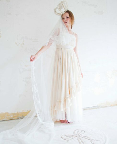 Palm wedding.HOSHI リボンの刺繍ヴェール