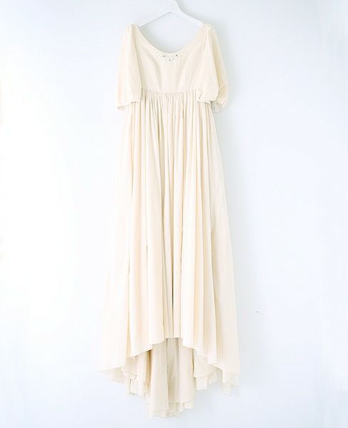 Palm wedding order made.HOSHI オーガニックコットンボリューム袖バックティアードドレス