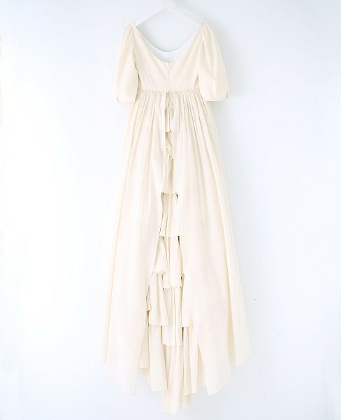 Palm wedding order made.HOSHI オーガニックコットンボリューム袖バックティアードドレス