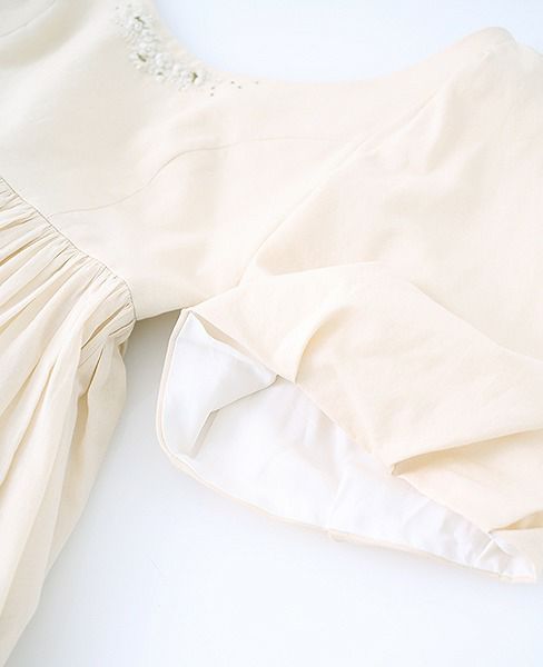 Palm wedding order made.HOSHI オーガニックコットンボリューム袖バックティアードドレス