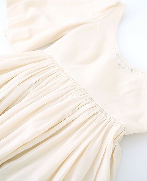 Palm wedding order made.HOSHI オーガニックコットンボリューム袖バックティアードドレス