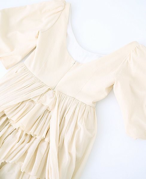 Palm wedding order made.HOSHI オーガニックコットンボリューム袖バックティアードドレス