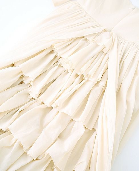 Palm wedding order made.HOSHI オーガニックコットンボリューム袖バックティアードドレス