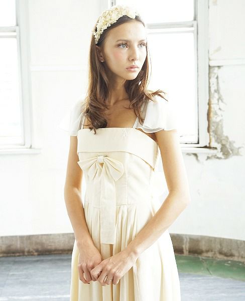 Palm wedding order made.HOSHI オーガニックコットンビスチェタイプローウエストドレス