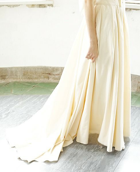 Palm wedding order made.HOSHI オーガニックコットンビスチェタイプローウエストドレス