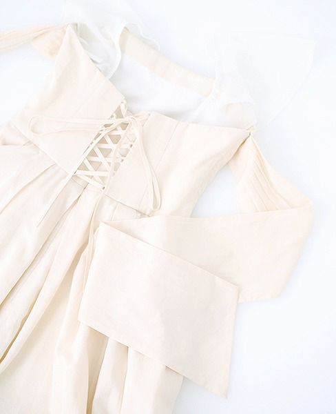 Palm wedding order made.HOSHI オーガニックコットンビスチェタイプローウエストドレス