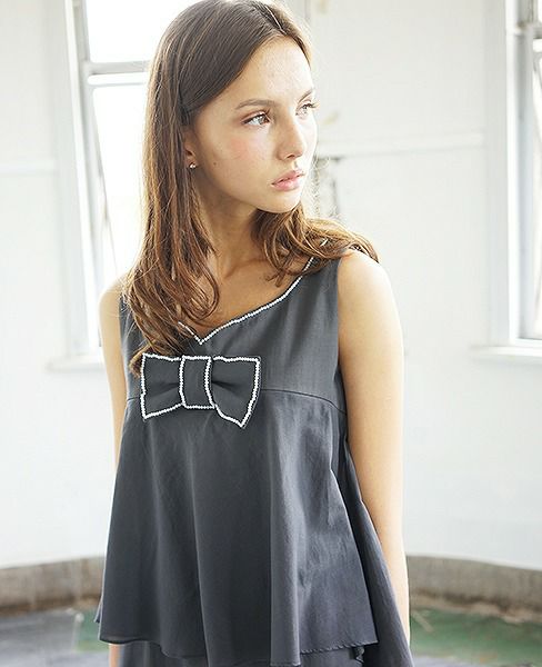 Palm wedding order made.HOSHI オーガニックコットンペプラムブラックドレス