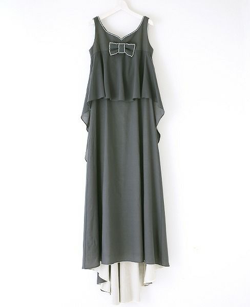 Palm wedding order made.HOSHI オーガニックコットンペプラムブラックドレス