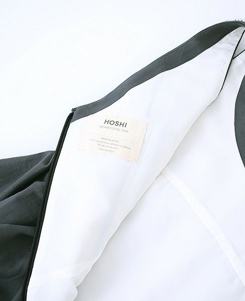 Palm wedding order made.HOSHI オーガニックコットンペプラムブラックドレス