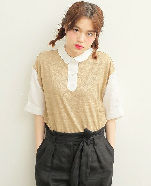 JUN OKAMOTO [TOP-33128]空と砂浜でできたブラウス