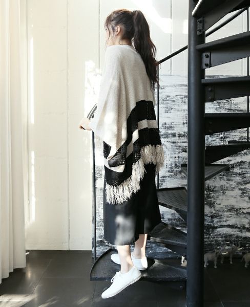 SWANLAKE Palm ウール混ポンチョ・ケープコート ベージュ SWANLAKE ポンチョ[beige]