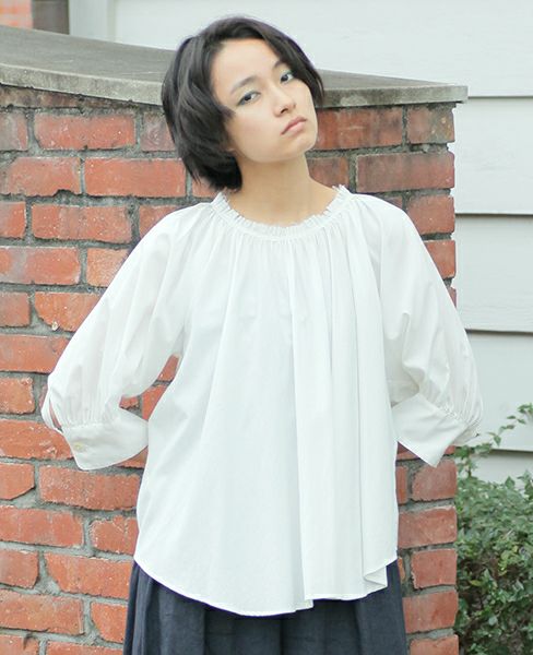 SI-HIRAI.DRAPE BLOUSE WHITE(CHSS16-3309)