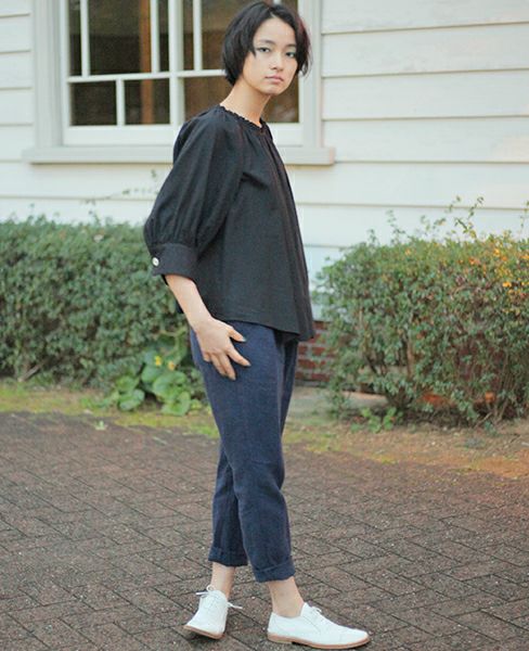 SI-HIRAI.DRAPE BLOUSE BLACK(CHSS16-3309)