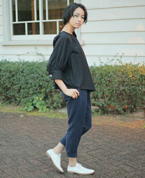 SI-HIRAI.DRAPE BLOUSE BLACK(CHSS16-3309)