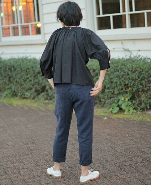 SI-HIRAI.DRAPE BLOUSE BLACK(CHSS16-3309)