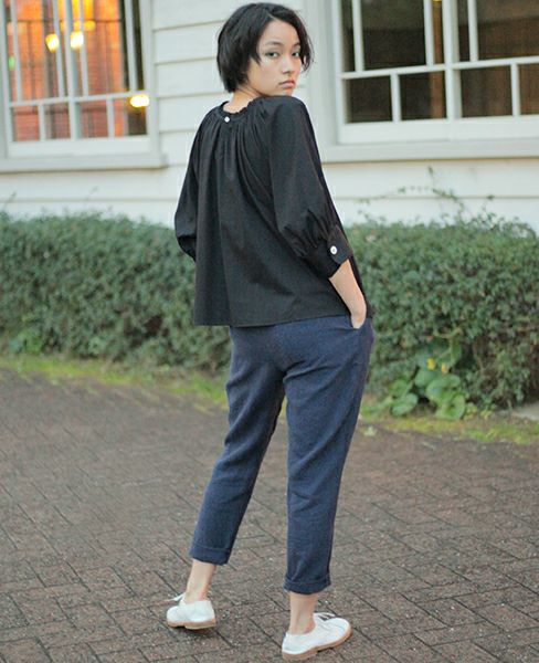 SI-HIRAI.DRAPE BLOUSE BLACK(CHSS16-3309)