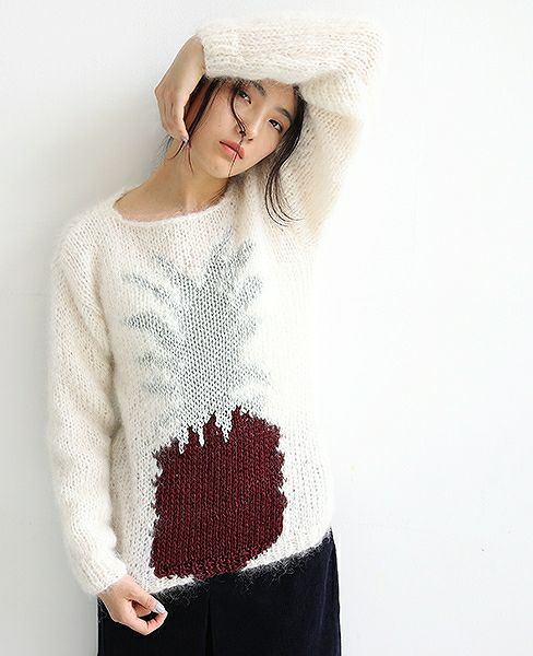 Maiami/マイアミ.パイナップルニット.[MO17006/B/Creme]
