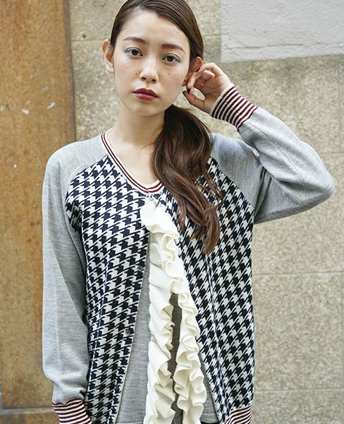 SWANLAKE.フリルカーディガン[navy]