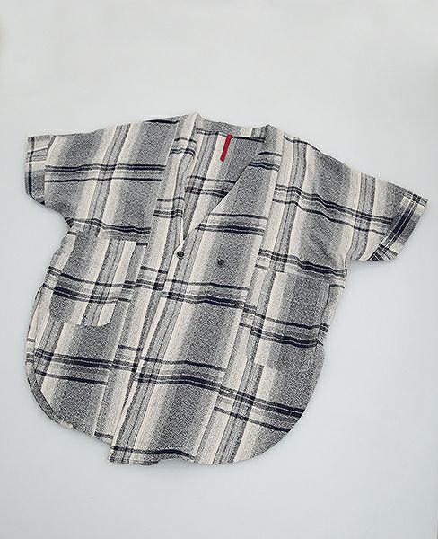 YANTOR.Amunzen Check Haori Coat[Y173CO03/BLUE]