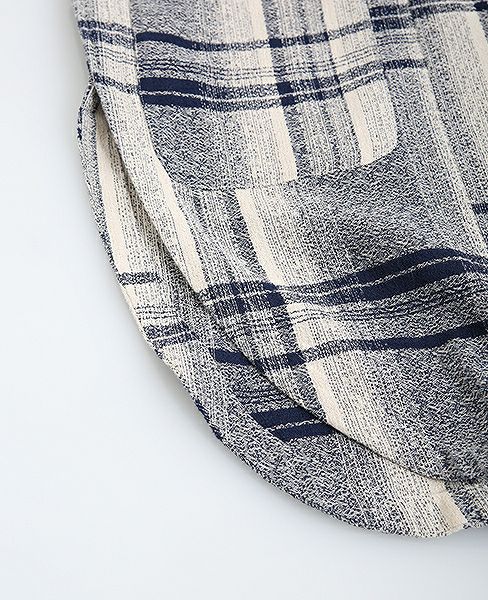 YANTOR.Amunzen Check Haori Coat[Y173CO03/BLUE]