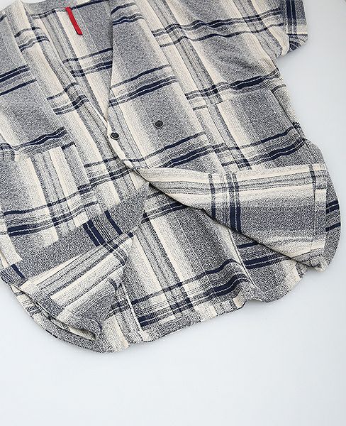 YANTOR.Amunzen Check Haori Coat[Y173CO03/BLUE]