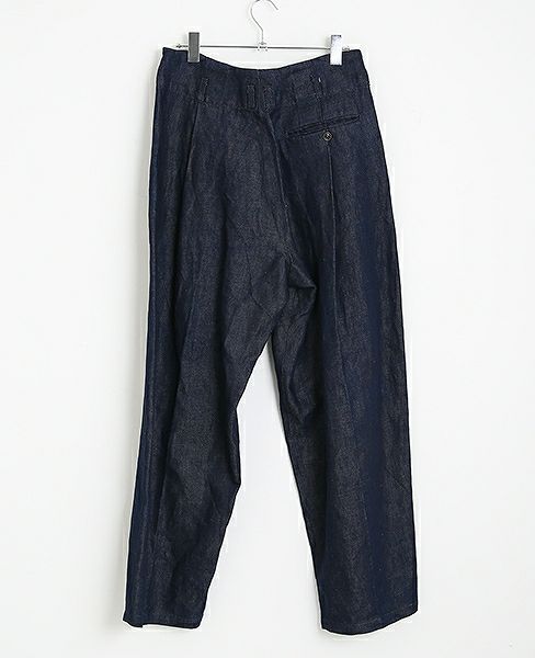 YANTOR.Linen Denim 1:2 tuck Pants[Y173PT05/BLUE]