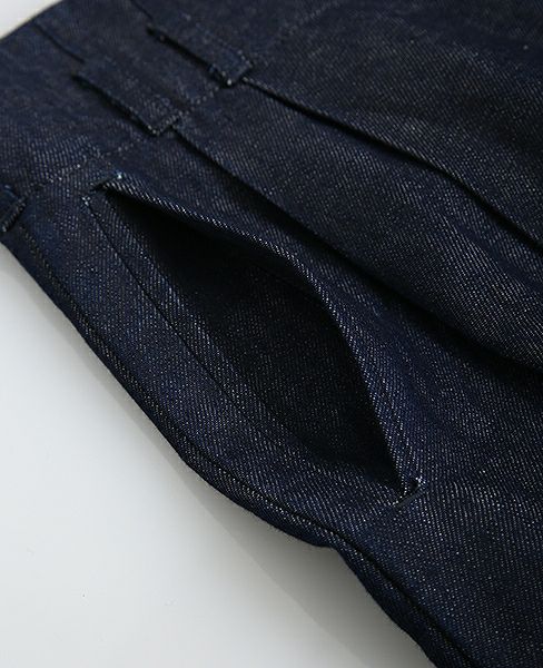 YANTOR.Linen Denim 1:2 tuck Pants[Y173PT05/BLUE]