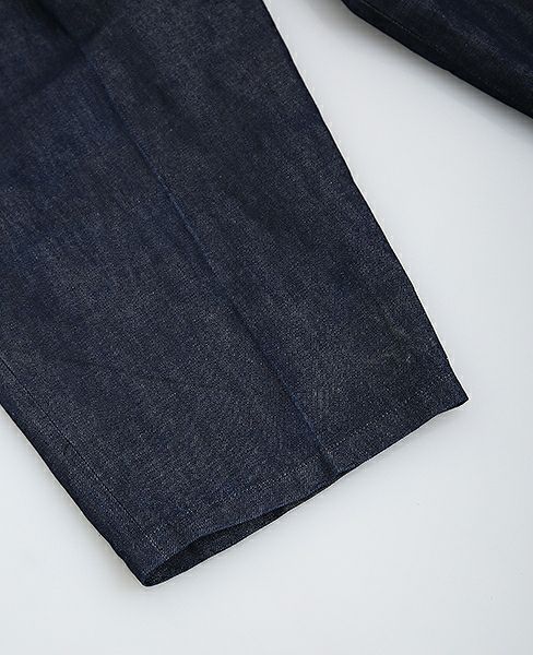 YANTOR.Linen Denim 1:2 tuck Pants[Y173PT05/BLUE]