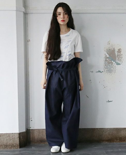 hatra×Palm maison.ハトラ×パームメゾン.限定復刻 ・巻デニム ワイド [NAVY]_