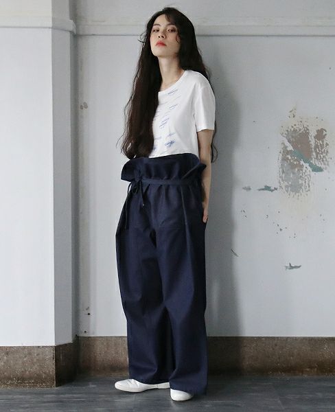 hatra×Palm maison.ハトラ×パームメゾン.限定復刻 ・巻デニム ワイド [NAVY]_