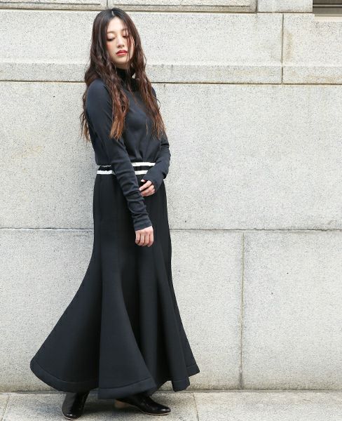 SWANLAKE.ボンディングチューリップスカート[SK-1006/BLACK]