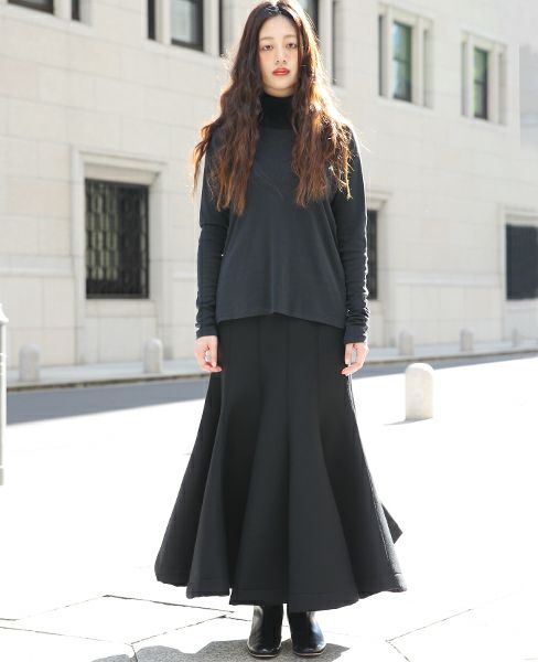 SWANLAKE.ボンディングチューリップスカート[SK-1006/BLACK]