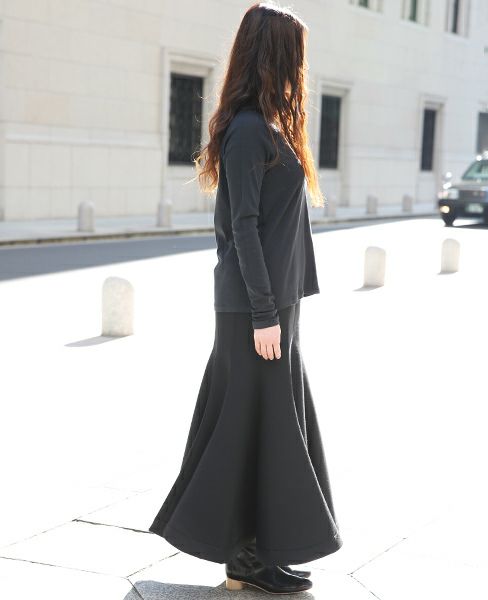 SWANLAKE.ボンディングチューリップスカート[SK-1006/BLACK]