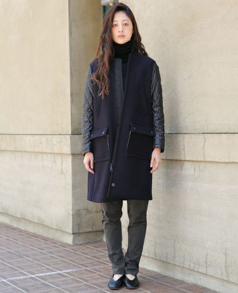 SWANLAKE.キルティングショルダーコート[CO-1005/BLACK]-Z